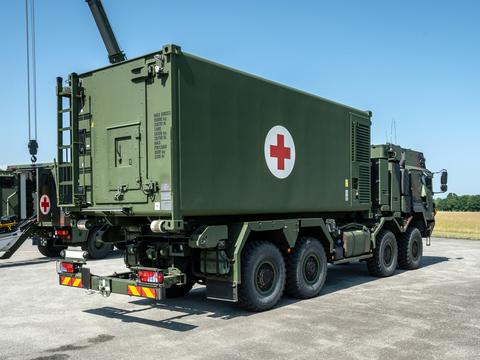 A protected standard container based on a truck.