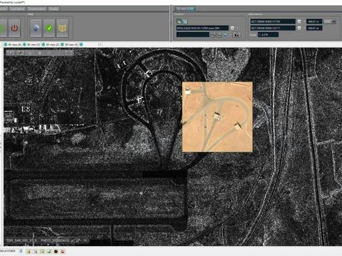 A radar and optical viewer showing military base