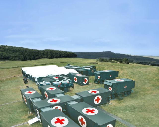 Role Two Rescue Centre in the field, consisting of interconnected tents and containers.