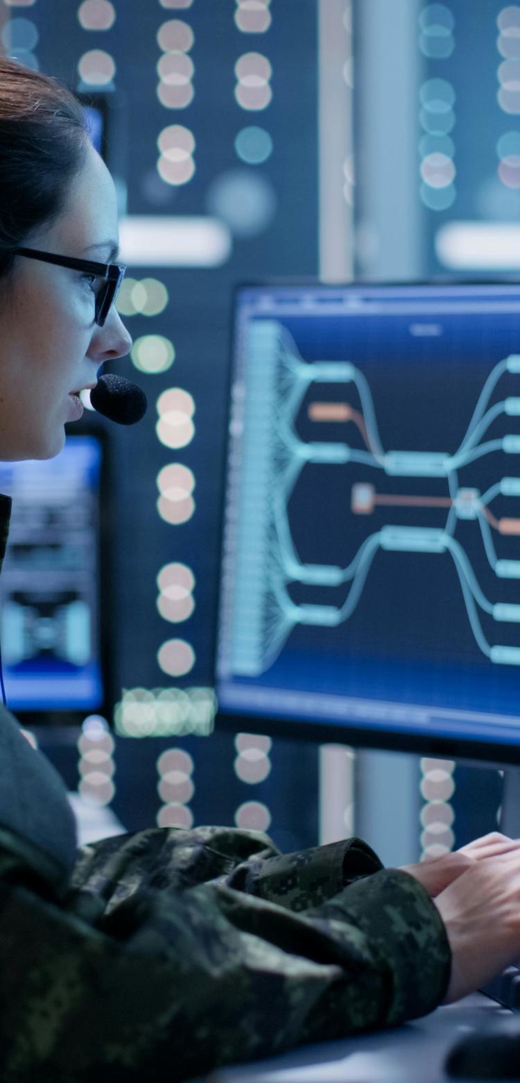 Analyst using Airbus geospatial intelligence software