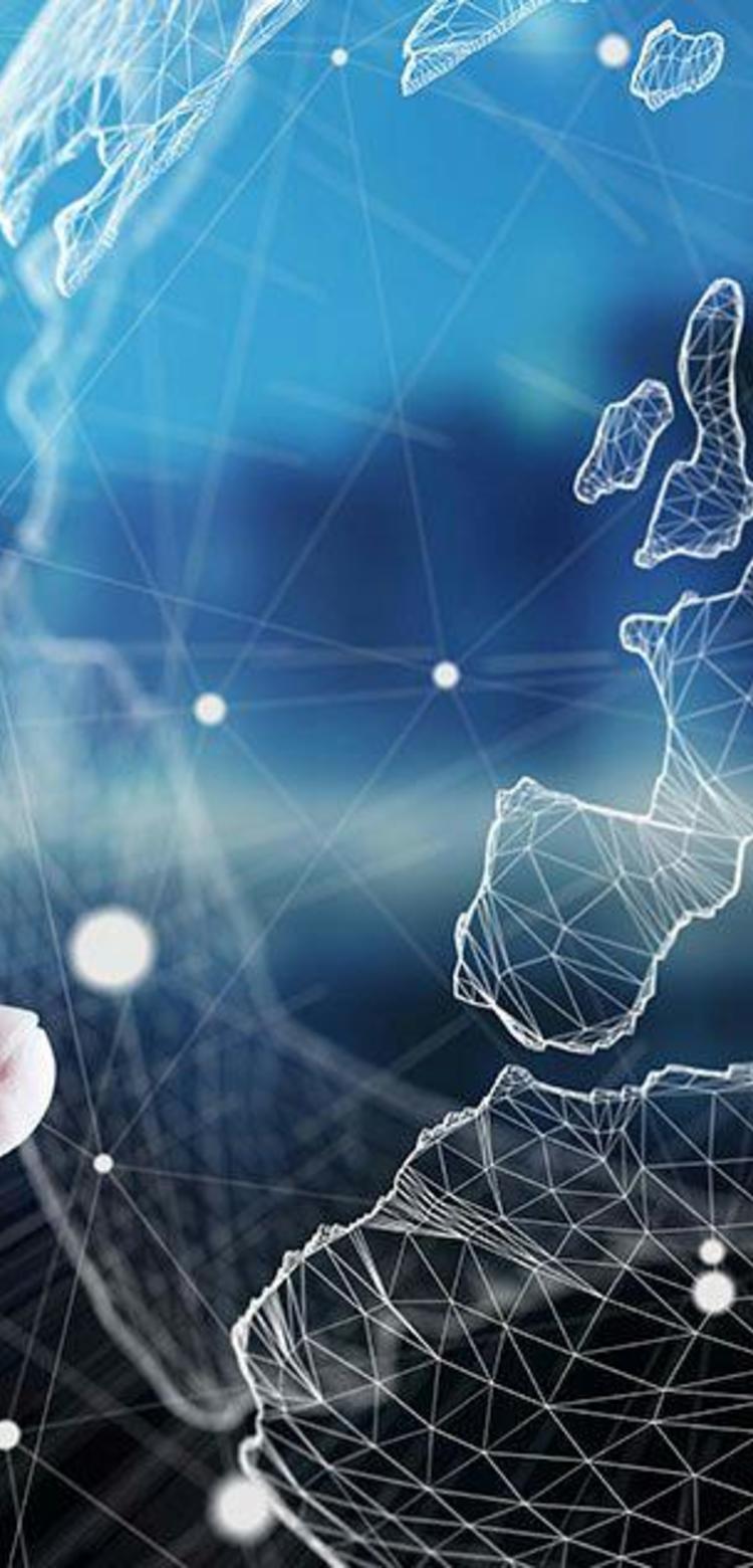 A world representation of interconnected devices symbolising the evolution of network