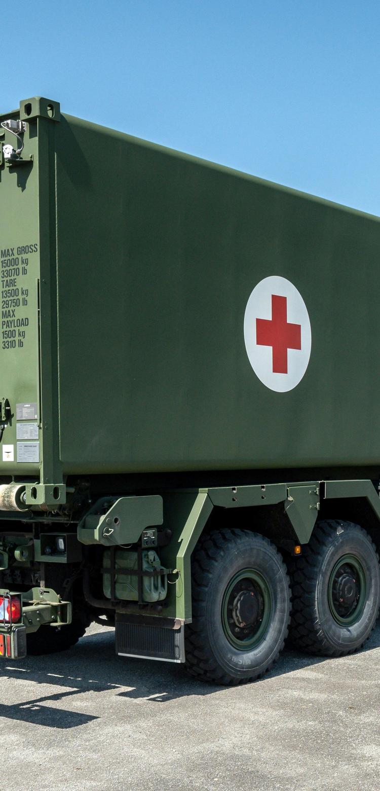 A protected standard container based on a truck.