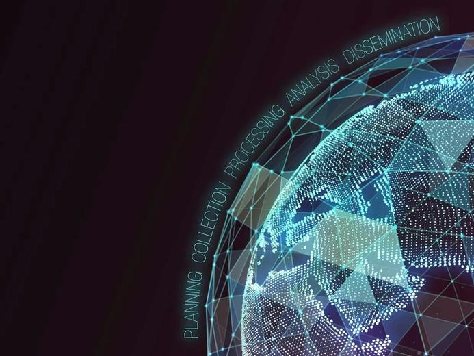 Representation of Intelligence stages (Planning, collection, processing, analysis, dissemination)