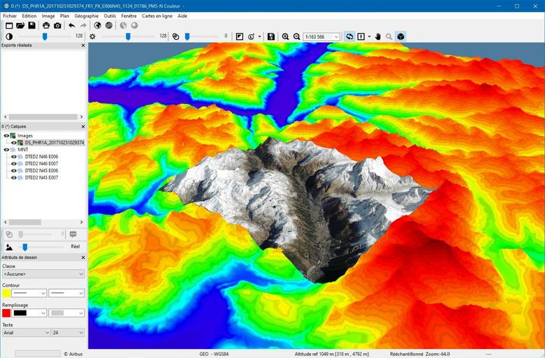 Screenshot showing Fortion® Terra Analyst interface with 3D view of Chamonix