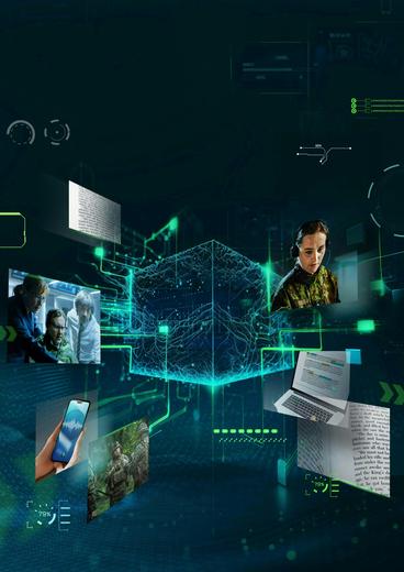 A digital representation illustrating military operations and technology in a modern context.